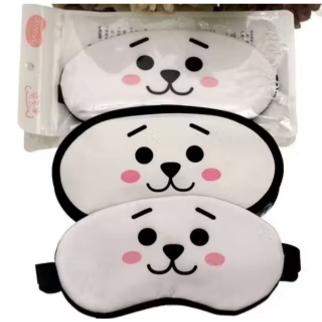 Penutup Mata Karakter Ekspresi / Sleeping Eye Mask / Masker Tutup Kantung Tidur Motif Boneka Lucu Bahan Halus Lembut / Eye Cover Cute Dengan Es Gel Pendingin Panas Rileksasi Untuk Travelling Pesawat Kereta Mobil Multifungsi