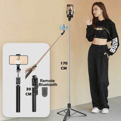 Tongsis 3in1 R1-L Tripod Bluetooth 170cm / Tongkat Narsis Mini Selfie Stick 360 Derajat Penyangga Kamera Handphone Untuk Travelling Dengan Tomsis Viral Praktis