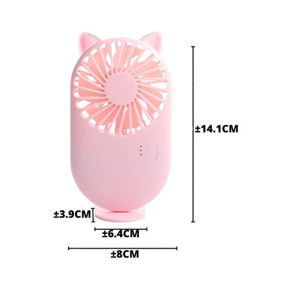 Kipas Angin Portable 2in1 + Holder Penyangga HP / Cute Pocket Mini USB Colling Fan Genggam Tangan Karakter Lucu / Kipas Pendingin Rechargeable Elektrik Traveling Outdoor Travel Size Konser Piknik Multifungsi Handy Fan