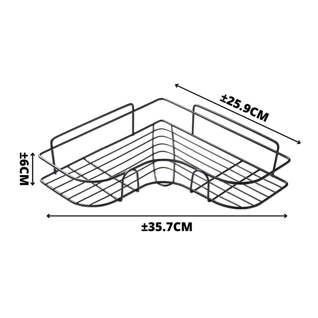 Rak Sudut Tempel Dinding Model L Kamar Mandi Dapur Ruang Tamu Rumah / Storage Rack Multifungsi Bahan Besi Anti Karat Tahan Lama Holder Tanpa Paku Hook Gantung Keramik Tempat Shampoo Sabun Peralatan Minyak Kecap Saos Gula Garam Serbaguna Dekorasi Interior