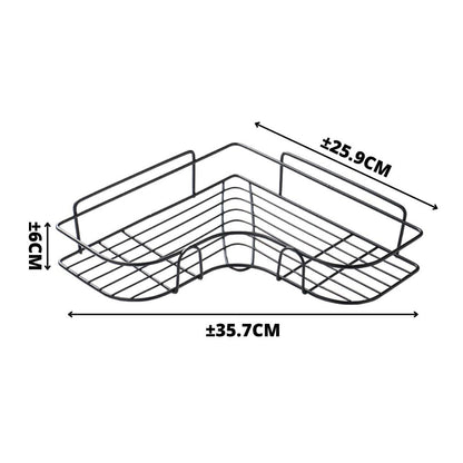 Rak Sudut Tempel Dinding Model L Kamar Mandi Dapur Ruang Tamu Rumah / Storage Rack Multifungsi Bahan Besi Anti Karat Tahan Lama Holder Tanpa Paku Hook Gantung Keramik Tempat Shampoo Sabun Peralatan Minyak Kecap Saos Gula Garam Serbaguna Dekorasi Interior