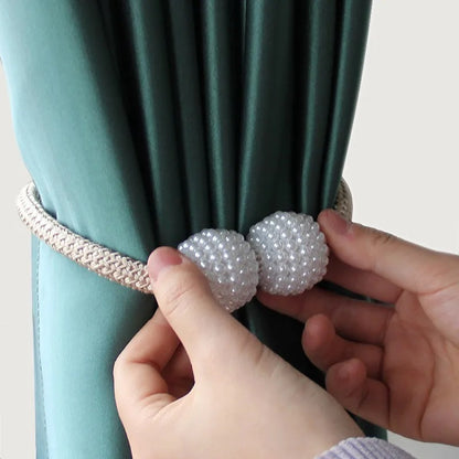 Tali Pengikat Gorden Model Clip Mutiara Kecil / Jepitan Pengait Pengencang Ikat Hordeng Untuk Dekorasi Tirai Jendela Rumah Kamar Ruang Tamu / Curtain Tie Rope Ball / Aksesoris Interior Ruangan Aesthetic Import Praktis Multifungsi