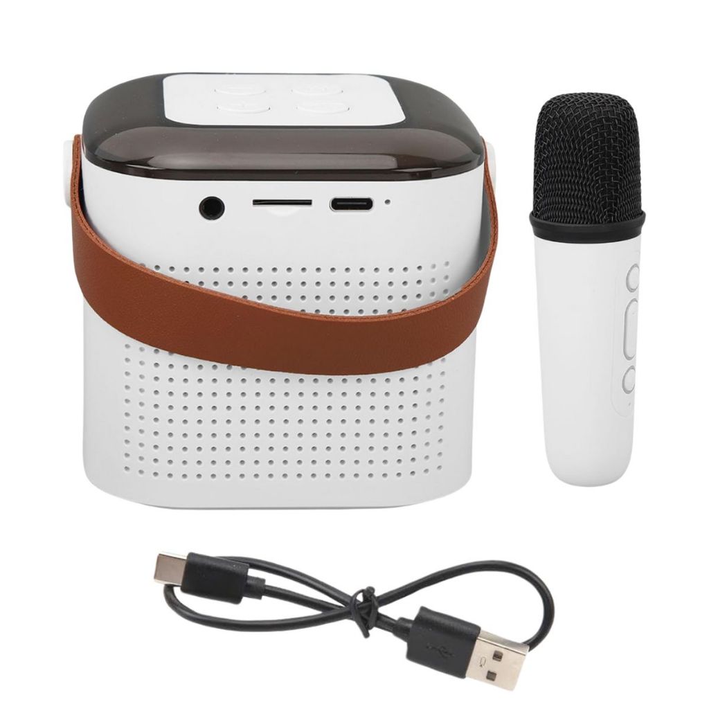 Speaker Bluetooth LED Dengan Mic Karaoke / MP3 Player Portable Set Mini With 1 Wireless Microphone Salon BT Speker 4 Vocal Effect Stereo Sing Amplifer Full Bass Original Suara Jernih Hp Tv Komputer Pc Hadiah Kado Ulang Tahun Serbaguna Termurah Berkualitas