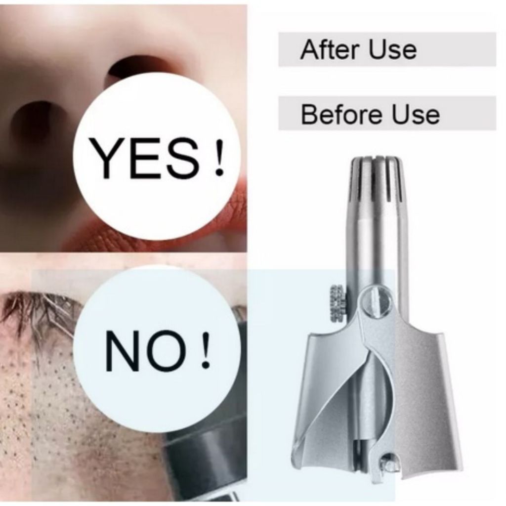 Alat Cukur Bulu Hidung Manual Stainless Steel / Nose Hair Trimmer Gunting Pencukur Penghilang Rambut Hidung FREE Sikat Kuas Pembersih Super Tajam / Clipper Portable Tanpa Baterai Anti Karat Tahan Air Berkualitas