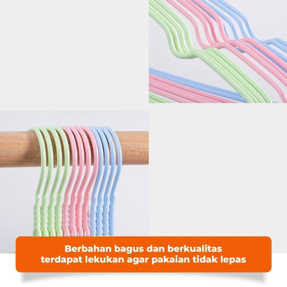 Gantungan Baju Hanger Kawat Lapis Plastik 10pcs / Gantungan Jenuran Pakaian Hanger Anak Bayi Premium Anti Karat