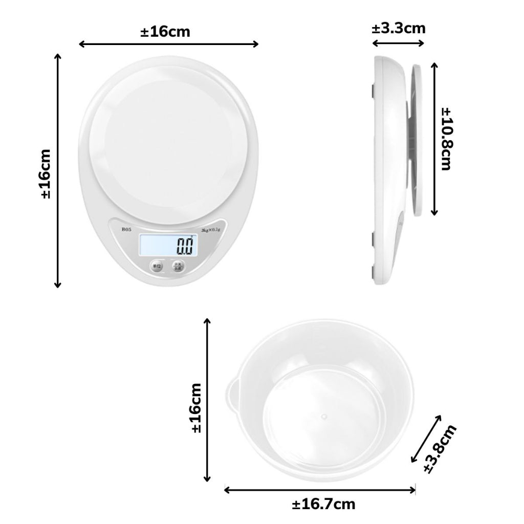 Timbangan Dapur Digital Mangkok CH-302 Electronic Kitchen Scale 5kg Timbangan Kue Serbaguna