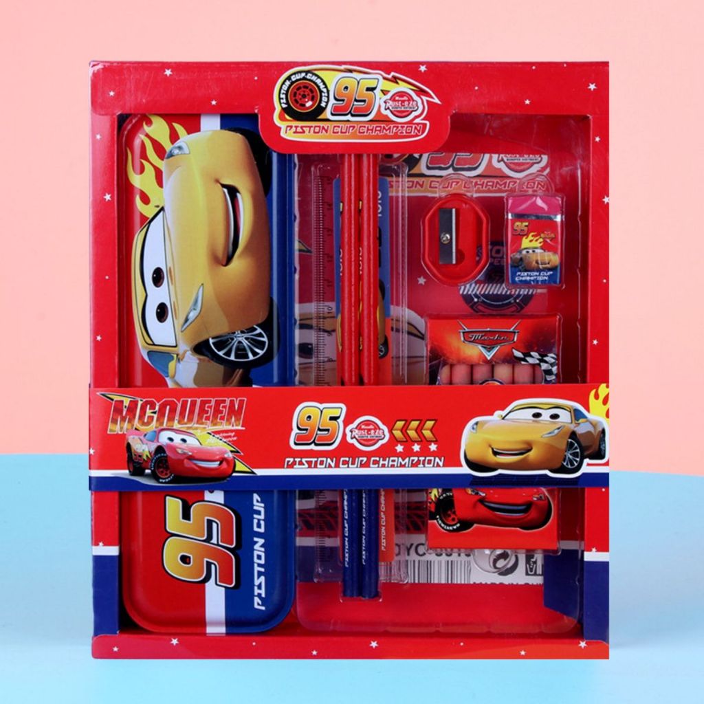 Set Alat Tulis 6pcs + Kotak Pensil Karakter Lucu / Paket Pencil Case Crayon Penggaris Rautan Penghapus Gambar Kartun / Mini Stationery Character 7 Pcs ATK Peralatan Menulis Anak Sekolah Hadiah Kado Ulang Tahun Souvenir Goody Bag TK SD Playgroup Pony Cars