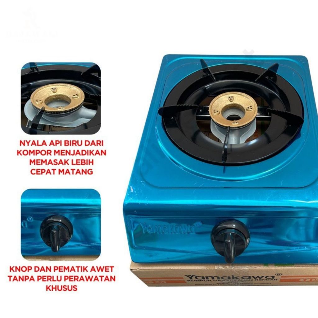 Kompor Gas Yamakawa 1 Tungku SNI YK-101 / Single Bruner Automatic Gas Stove / Alat Masak Tekanan Rendah Otomatis Bahan Stainless Alloy Anti Karat Super Kokoh Multifungsi / Peralatan Dapur Perlengkapan Rumah Tangga Hadiah Kado Pernikahan Hotpot Grill Shabu