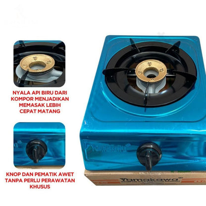 Kompor Gas Yamakawa 1 Tungku SNI YK-101 / Single Bruner Automatic Gas Stove / Alat Masak Tekanan Rendah Otomatis Bahan Stainless Alloy Anti Karat Super Kokoh Multifungsi / Peralatan Dapur Perlengkapan Rumah Tangga Hadiah Kado Pernikahan Hotpot Grill Shabu