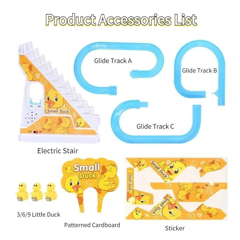 Mainan Anak Track Tangga Seluncur Bebek Mini Naik Tangga Otomatis / Small Happy Duck Train Track Racing Permainan Edukasi Melatih Ketangkasan & Motorik Bayi Balita / Toys Maenan Slide Edukatif Dengan Musik Lampu Bentuk Lucu Hadiah Kado Ulang Tahun 2 3 4 5