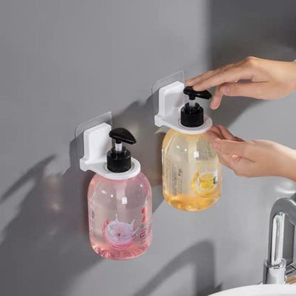 Holder Gantungan Botol Pump Sabun Cair Tempel Dinding / Alat Tempat Cantelan Dispenser Shampoo Hand Sanitizer Peralatan Dapur Kamar Mandi Serbaguna / Nailess Bottle Hanger Plastik Anti Patah Hook Tanpa Paku Bor Perekat Super Kuat Multifungsi