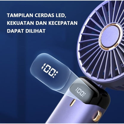 Kipas Angin Lipat LED Display Portable Mini USB Handheld Fan 5-Speed Wind / Kipas Leher Dengan Aromaterapi Rechargeable Elektrik Type C Kantor Sekolah Luar Ruangan Olahraga Taman Camping Jalan Piknik Nonton Konser Make Up Skincare Emergency Bus Serbaguna