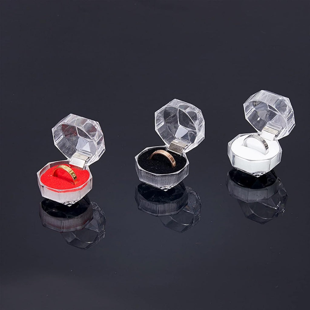 Kotak Cincin Anting - Jewerly Ring Box Mika Cristal Transparan / Wadah Organizer Perhiasan Emas Anting Busa Tebal / Tempat Penyimpanan Batu Kristal Bentuk Unik / Kristal Akrilik Untuk Lamaran Pernikahan Tunangan Hadiah wedding Sangjit Tea Pai Seserahan