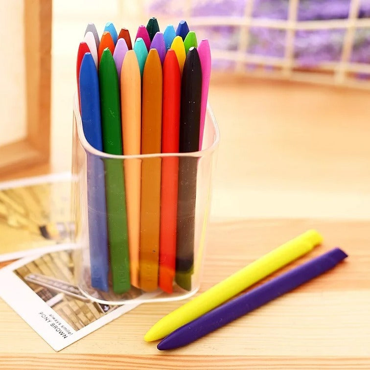 Erasable Crayon 12 Warna - Krayon Bisa Dihapus Peralatan Menggambar Mewarnai Set 12Pcs Color Crayons Kemasan Tabung Bergambar Lucu / Alat Tulis Seni Lukis Perlengkapan Sekolah Edukasi Anak Bermain Belajar Hadiah Kado Ulang Tahun Goody Bag SD PAUD TK