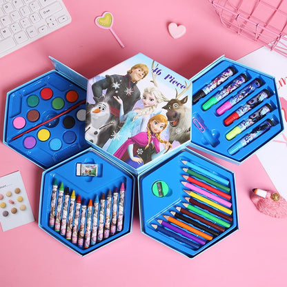 Crayon Set Karakter 46 Pcs - Peralatan Menggambar Mewarnai Isi 46pcs Krayon Pencil Warna Cat Air Spidol Box Kartun Lucu Paket Kit Supplies Painting Set Alat Tulis Seni Lukis Perlengkapan Sekolah Edukasi Anak Bermain Belajar Hadiah Kado Ulang Tahun SD PAUD