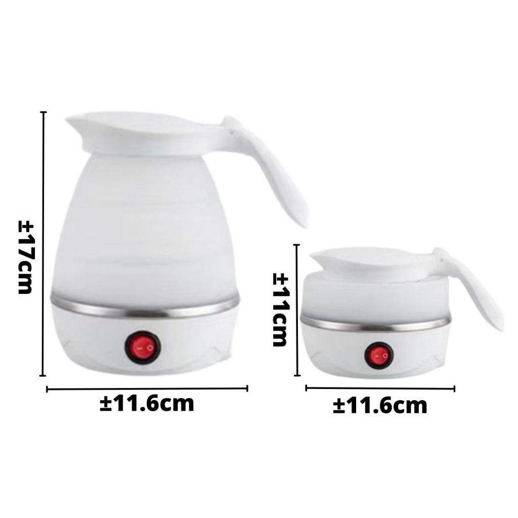 Teko Listrik Portable / Teko Lipat Mini Alat Pemanas Air 600ml Untuk Kopi Susu Teh Elektrik Low Watt / Folding Kettle Electric Bahan Silicone Berkualitas BPA FREE / Ketel Elektrik Untuk Travelling Camping Piknik Hiking Backpacker Travel Size Multifungsi