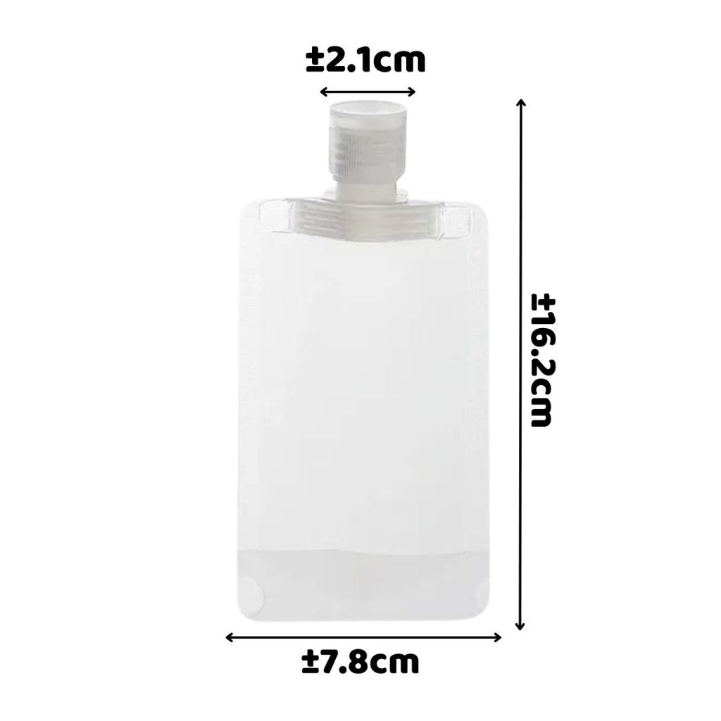 Botol Refill Transparan 30 50 100 ml / FlipTop Organizer Pouch / Kantong Plastik Mini Tutup Wadah Isi Ulang Sabun Cair Shampoo Conditioner Lotion Cream Kosmetik Gel Liquid Travel Bottle/ Tempat Penyimpanan Alat Make Up Mandi Anti Air Waterproof