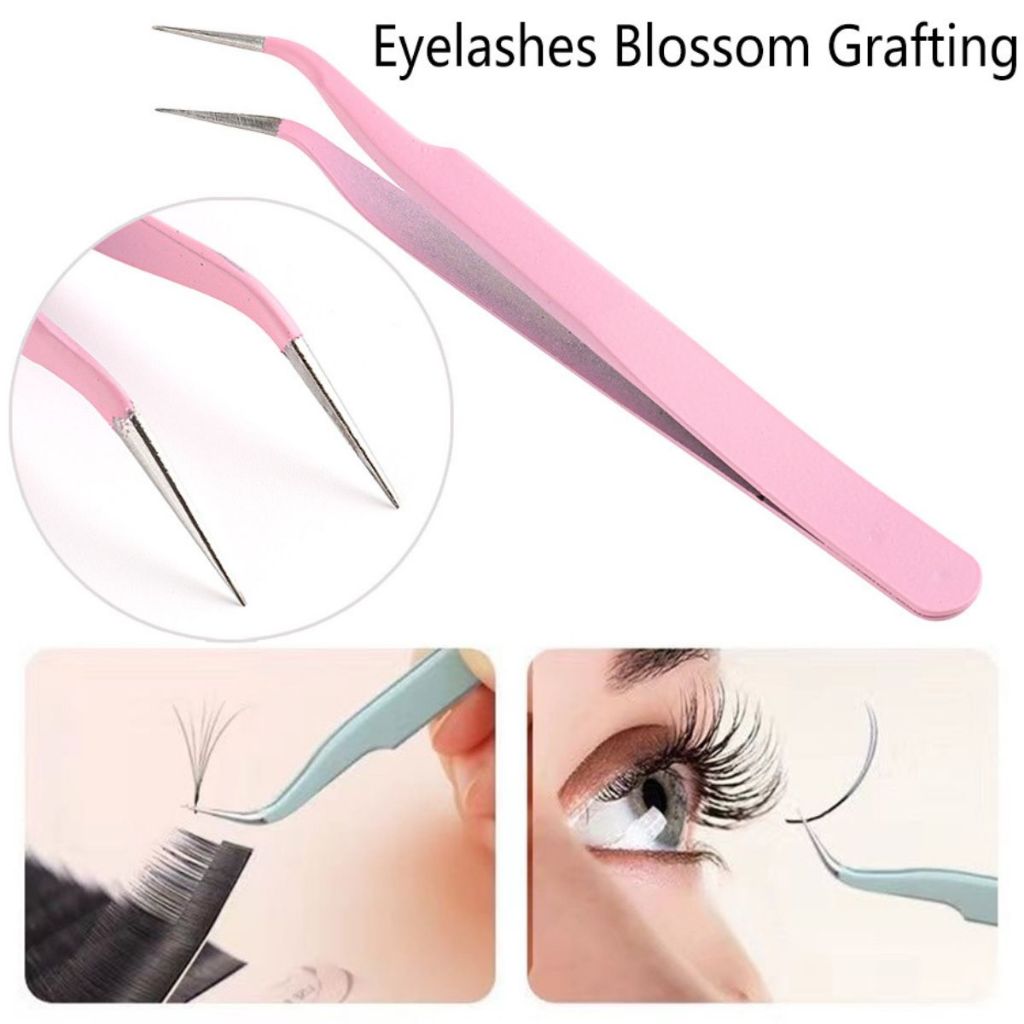 Pinset Model Bengkok Lengkung / Tweezer Penjepit Stiker Eyelash Extension Bulu Mata Nail Art Bulumata Kuku Palsu Manik Mote Capitan Serbaguna / Alat Bantu Jepit Bahan Stainless Steel Warna Pastel Multifungsi Mofan Accessories Acc Mofanaccessories