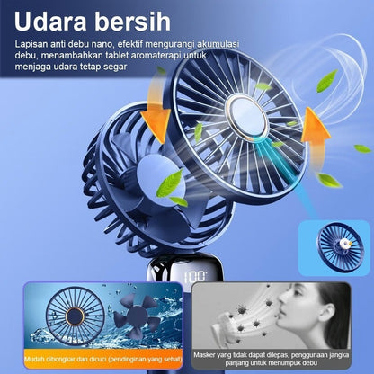 Kipas Angin Lipat LED Display Portable Mini USB Handheld Fan 5-Speed Wind / Kipas Leher Dengan Aromaterapi Rechargeable Elektrik Type C Kantor Sekolah Luar Ruangan Olahraga Taman Camping Jalan Piknik Nonton Konser Make Up Skincare Emergency Bus Serbaguna