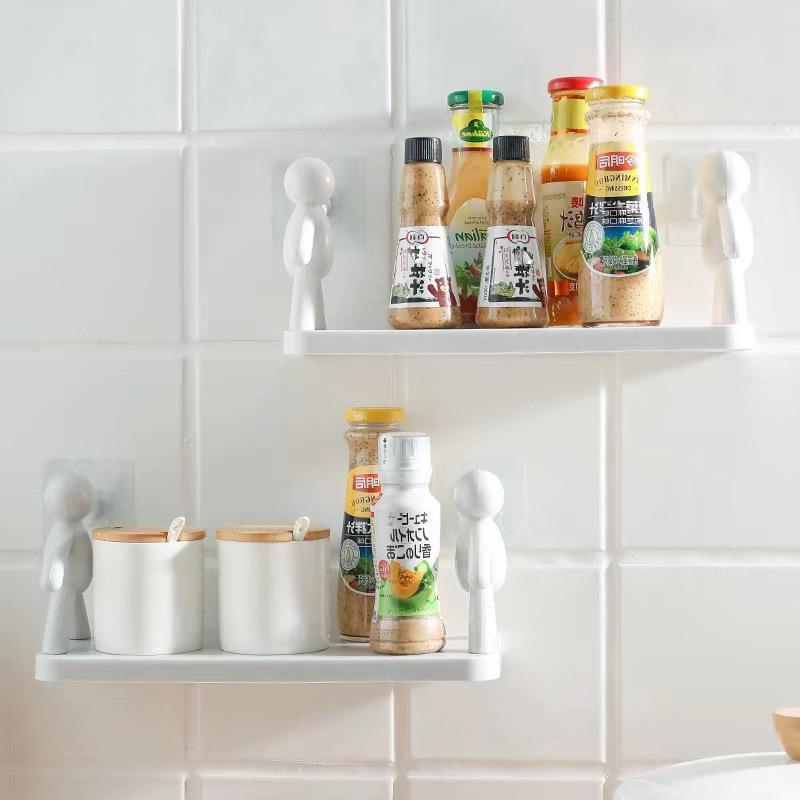 Rak Dinding Tempel Susun Minimalis Motif Boneka / Storage Rack Kamar Mandi Ruang Tamu Tidur Dapur Multifungsi / Holder Tanpa Paku Bor Perekat Super Kuat Gantungan Tempat Sabun Shampoo Peralatan Kecap Garam Gula Minyak Saos Serbaguna Organizer Modern