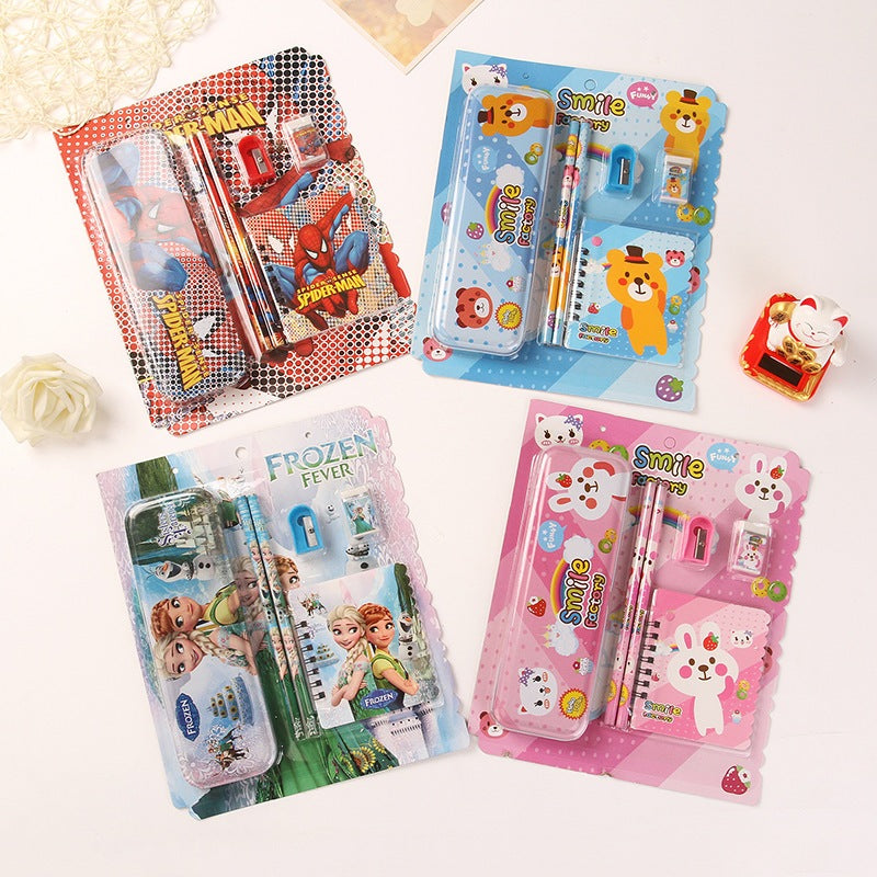 Tempat Pensil Set 6in1 Karakter Lucu / Paket Lengkap Alat Tulis Kotak Pensil Note Rautan Penghapus Gambar Kartun Imut / Mini Stationery Character 6 Pcs ATK Perlengkapan Menulis Anak Sekolah Hadiah Kado Ulang Tahun Souvenir Goody Bag TK PAUD SD