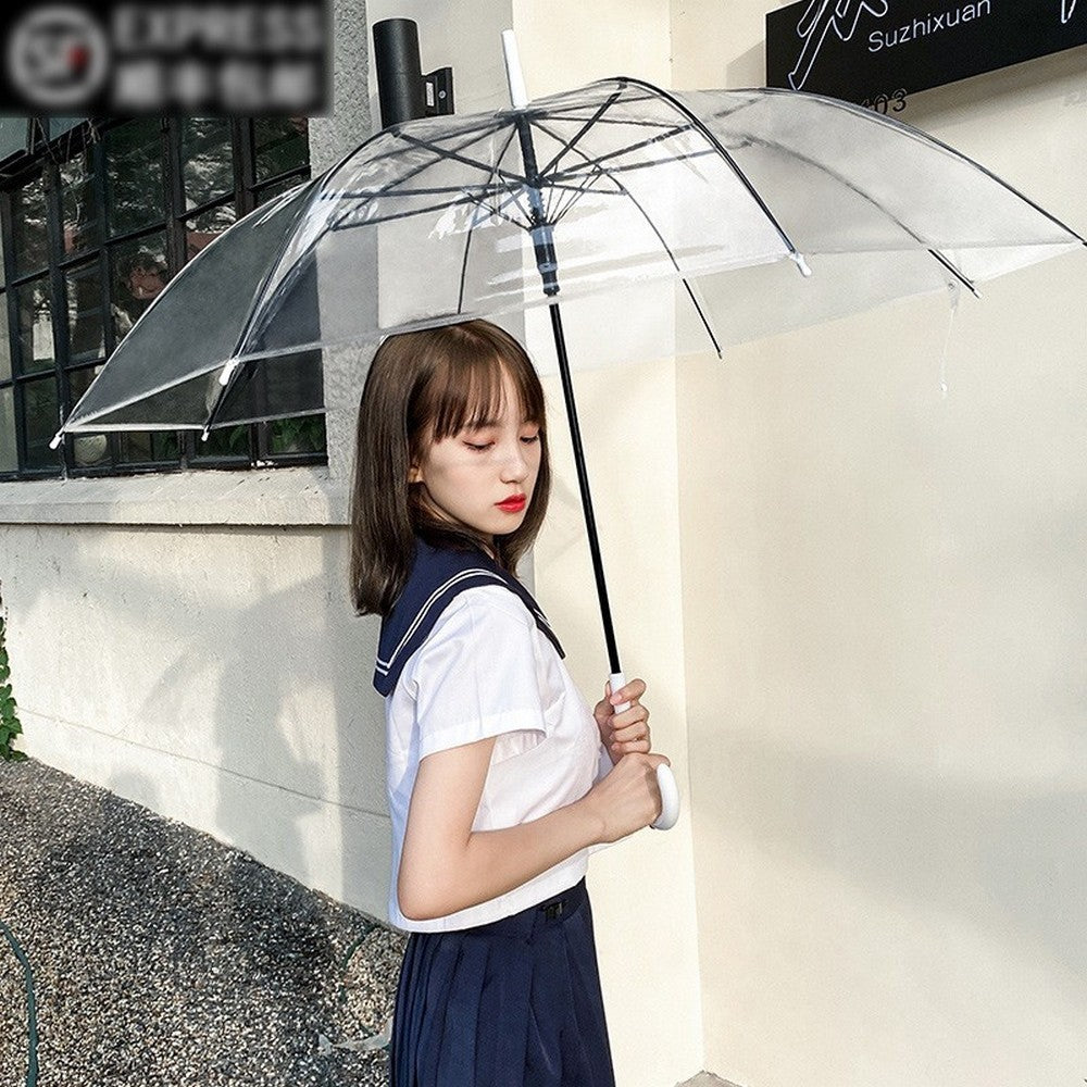 Payung Transparan Korean Japanese Styel Polos Warna-Warni / Umbrella Fashionable Payung Tongkat Lipat Bening Fashion Drama Korea Simple Elegan / Hadiah Kado Souvenir Pernikahan Wedding Unik Lucu Multifungsi