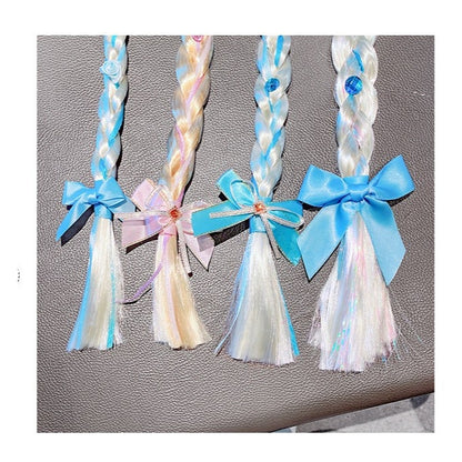 Bando Rambut Anak Perempuan Palsu /  Hair Wig Style Rapunzel Frozen / Bandana Hiasan Kepala Anak Rambut Palsu Kepang Panjang Motif Lucu / Aksesoris Fashion Kostum Princess Elsa Bahan Tebal Anti Patah Acc Wanita Simple