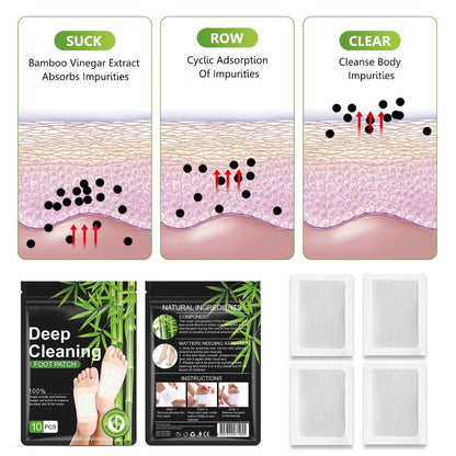 Deep Cleaning Foot Patch 10pcs / Koyo Kaki Detox Herbal Ramuan Terapi Penyerap Racun Penghilang Rasa Lelah Isi 10 Pcs / Obat Refleksi Kaki Bahan Tumbuhan Alami