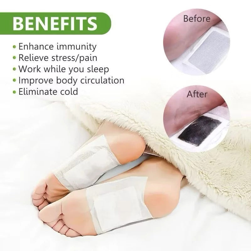 Deep Cleaning Foot Patch 10pcs / Koyo Kaki Detox Herbal Ramuan Terapi Penyerap Racun Penghilang Rasa Lelah Isi 10 Pcs / Obat Refleksi Kaki Bahan Tumbuhan Alami