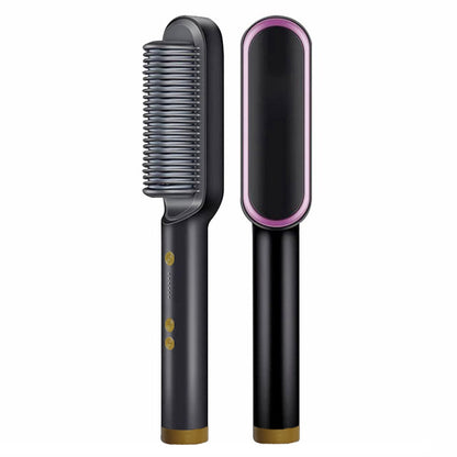 Sisir Catok Pelurus & Keriting Rambut 2in1 ION Tidak Merusak Rambut / Catokan Listrik Hair Brush Straightener Curler Comb Stylish Elektrik Travel Smoothing Rebonding Alat Peralatan Styling