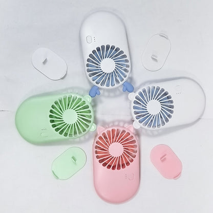 Kipas Angin Portable 2in1 + Holder Penyangga HP / Cute Pocket Mini USB Colling Fan Genggam Tangan Karakter Lucu / Kipas Pendingin Rechargeable Elektrik Traveling Outdoor Travel Size Konser Piknik Multifungsi Handy Fan