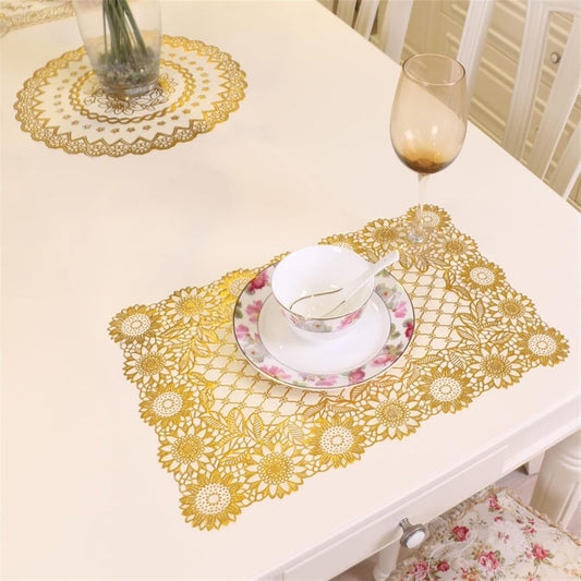 Taplak Meja Minimalis Persegi 30x45 cm Gold & Silver / Alas Makan Tatakan Ruang Tamu Motif Modern Mewah PVC Tebal Anti Air Perlengkapan Set Menu Setting Table Fine Dining Dinner Romantis Dekorasi Hiasan Interior Rumah Kitchen Souvenir Wedding Pernikahan