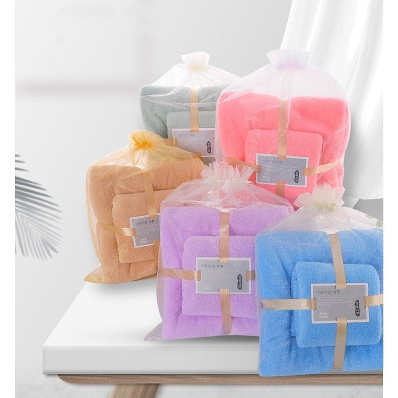 Set Handuk Mandi 2in1 Bahan Halus / Quick Drying Bath Towel Kain Bulu Karang Lembut Tebal Serap Air Cepat Kering / Handuk Badan Wajah Anak Dewasa Warna Pastel Untuk Hadiah Kado Pernikahan Souvenir Pindah Rumah Tukar Kado Serbaguna Berkualitas