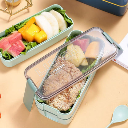 Lunch Box 3 Susun 900ML FREE Sendok Garpu / Kotak Tempat Makan Bahan Plastik Food Grade Berkualitas / Wadah Penyimpanan Makanan 3 Tingkat Bento Bekal Anak Sekolah Kantor Anti Tumpah