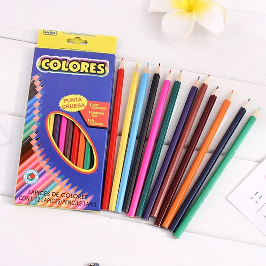 Pensil Warna Colores 12in1 PANJANG PENDEK Stationery Set Colour Pencil Color Drawing Tools / Peralatan Menggambar Mewarnai Isi 12Pcs Alat Seni Lukis / Perlengkapan Sekolah Hadiah Kado Ulang Tahun Edukasi Anak Playgroup Paud TK SD SMP SMA Bermain Belajar