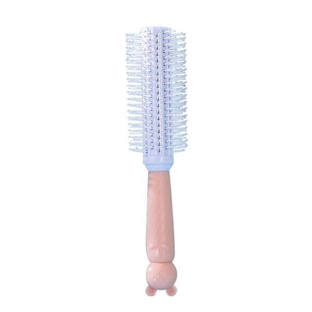 Cermin - Sisir Gagang Bunny Bulat Oval Roll Silikon Gigi Halus Lembut Mirror Comb Handle Travel / Sikat Pijat Rambut Lurus Keriting Basah Kering Anti Rontok Anti Kusut / Kaca Rias Makeup Wajah Motif Karakter Lucu Kecantikan Anak Dewasa Macaron Silicone