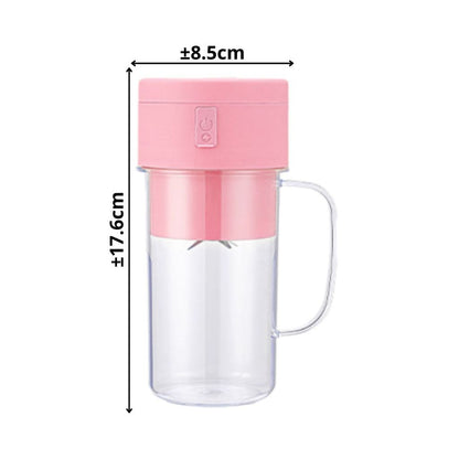 Blender Portable Mini + Sedotan Silicone / Juicer Cup 6 Mata Pisau Rechargeable / Botol Alat Pembuat Minuman Jus Buah Sayur Elektrik Tanpa Colok Listrik / Gelas Gagang Penggiling Juice Multifungsi / Travel Bottle Size