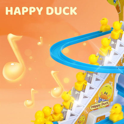 Mainan Anak Track Tangga Seluncur Bebek Mini Naik Tangga Otomatis / Small Happy Duck Train Track Racing Permainan Edukasi Melatih Ketangkasan & Motorik Bayi Balita / Toys Maenan Slide Edukatif Dengan Musik Lampu Bentuk Lucu Hadiah Kado Ulang Tahun 2 3 4 5