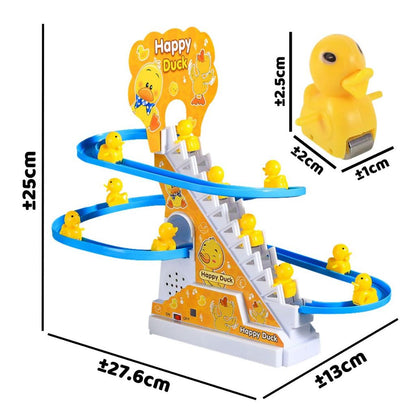 Mainan Anak Track Tangga Seluncur Bebek Mini Naik Tangga Otomatis / Small Happy Duck Train Track Racing Permainan Edukasi Melatih Ketangkasan & Motorik Bayi Balita / Toys Maenan Slide Edukatif Dengan Musik Lampu Bentuk Lucu Hadiah Kado Ulang Tahun 2 3 4 5