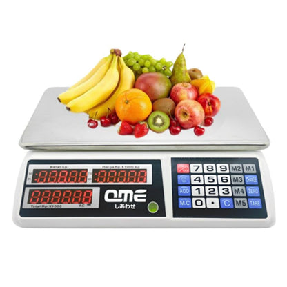 Timbangan Buah QME Digital 40kg / Computing Scale Double Display Mode Zero Tare Kalkulator Tambah Harga Jumlah Total / Alat Timbang Berat Elektrik Buah Sayur Daging Ikan Usaha Laundry Warung Sembako Toko Swalayan Dapur Pasar Supermarket Kitchen Serbaguna