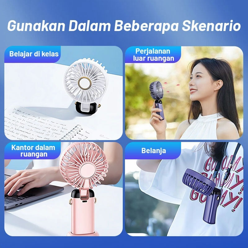 Kipas Angin Lipat LED Display Portable Mini USB Handheld Fan 5-Speed Wind / Kipas Leher Dengan Aromaterapi Rechargeable Elektrik Type C Kantor Sekolah Luar Ruangan Olahraga Taman Camping Jalan Piknik Nonton Konser Make Up Skincare Emergency Bus Serbaguna