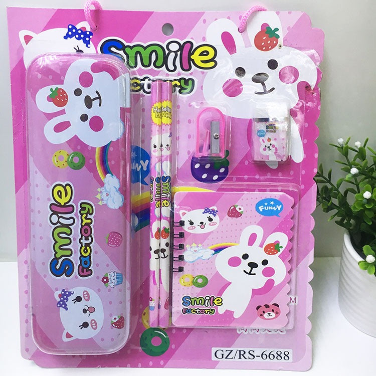 Tempat Pensil Set 6in1 Karakter Lucu / Paket Lengkap Alat Tulis Kotak Pensil Note Rautan Penghapus Gambar Kartun Imut / Mini Stationery Character 6 Pcs ATK Perlengkapan Menulis Anak Sekolah Hadiah Kado Ulang Tahun Souvenir Goody Bag TK PAUD SD