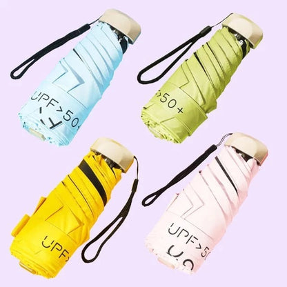 Payung Lipat Anti UV UPF 50+ Motif Polos Folding Umbrella Payung Tabir Surya Dan Hujan Free Pouch