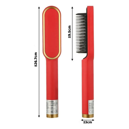 Sisir Catok Pelurus & Keriting Rambut 2in1 ION Tidak Merusak Rambut / Catokan Listrik Hair Brush Straightener Curler Comb Stylish Elektrik Travel Smoothing Rebonding Alat Peralatan Styling