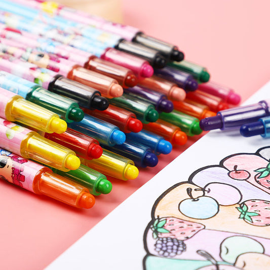 Crayon Putar 12 Warna Rolling Crayon Oil Pastel Set 12pcs/ Peralatan Menggambar Dan Mewarnai / Krayon Bergambar Karakter Lucu Alat Tulis Seni Lukis Perlengkapan Sekolah Edukasi Anak Bermain Belajar Goody Bag Hadiah Kado Ulang Tahun 2 3 4 5 SD PAUD