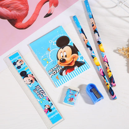 Alat Tulis 6in1 + NOTES Karakter Lucu / Paket Lengkap Kotak Box Pensil Penghapus Penggaris Rautan Buku Gambar Kartun Imut / Set Mini Stationery Character Isi 6 Pcs ATK Perlengkapan Anak Sekolah Hadiah Kado Ulang Tahun Souvenir Spiderman Mickey Mouse Mini