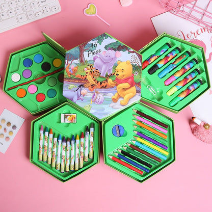 Crayon Set Karakter 46 Pcs - Peralatan Menggambar Mewarnai Isi 46pcs Krayon Pencil Warna Cat Air Spidol Box Kartun Lucu Paket Kit Supplies Painting Set Alat Tulis Seni Lukis Perlengkapan Sekolah Edukasi Anak Bermain Belajar Hadiah Kado Ulang Tahun SD PAUD