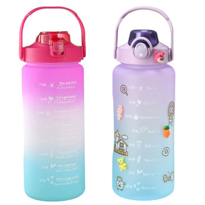 Botol Minum Motivasi Viral 2 Liter Jumbo FREE STICKER / Tumbler Nagita Warna Gradasi Pelangi / Wadah Air 2L FOOD GRADE / Tritan Botol Hits Penanda Waktu Minum 2000ML Dengan Tutup Pengunci / Bottle Penyimpanan Air Anti Tumpah Untuk Anak Dewasa