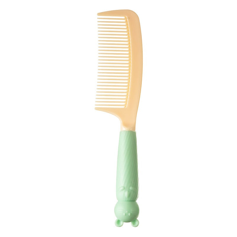 Cermin - Sisir Gagang Bunny Bulat Oval Roll Silikon Gigi Halus Lembut Mirror Comb Handle Travel / Sikat Pijat Rambut Lurus Keriting Basah Kering Anti Rontok Anti Kusut / Kaca Rias Makeup Wajah Motif Karakter Lucu Kecantikan Anak Dewasa Macaron Silicone