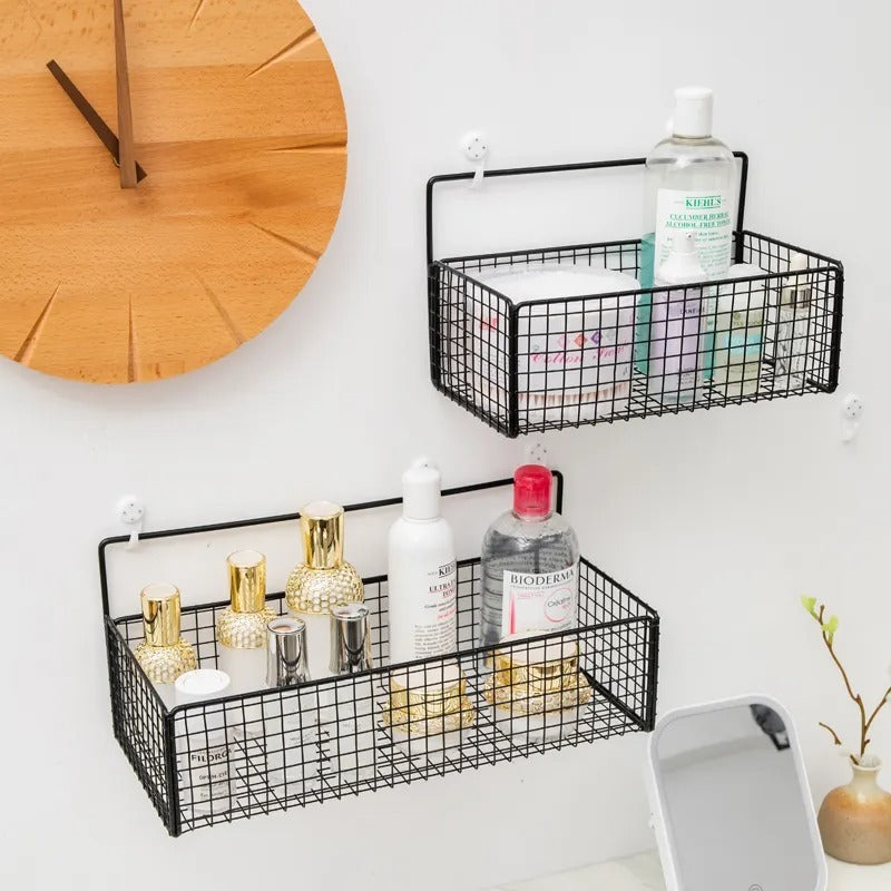 Rak Gantung Tempel Dinding Aluminium / Organizer Rack Kamar Mandi Dapur Ruang Tamu Tidur / Holder Besi Tanpa Paku Bor Tempat Shampoo Sabun Peralatan Botol Minyak Kecap Saos Gula Garam Dekorasi Interior Rumah Aesthetic Multifungsi Modern Minimalis Milenial